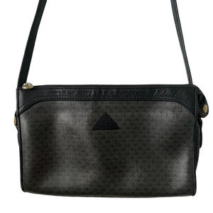 LIZ CLAIBORNE Black Gray Leather Crossbody Bag Vintage